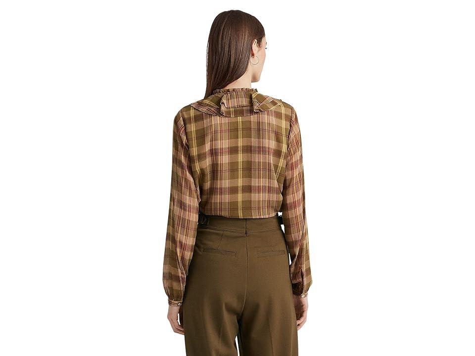 Lauren Ralph Lauren Yunstan Long Sleeve Blouse (Olive Multi) Women's Clothing Product Image