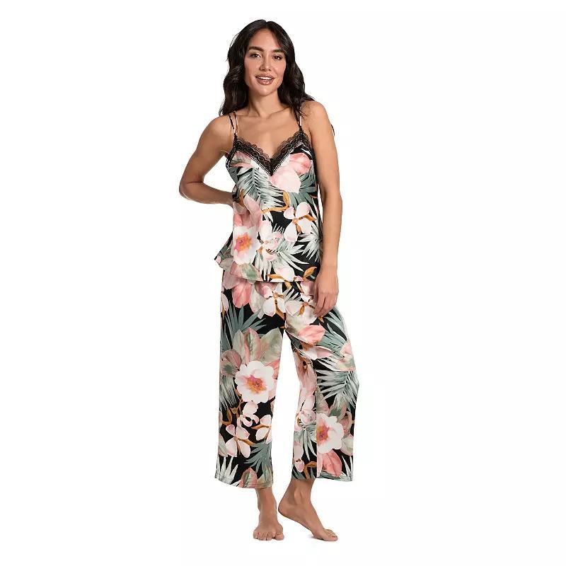 Womens Lilac+London Tropical Floral Print Camisole Top & Cropped Pants Pajama Set Product Image