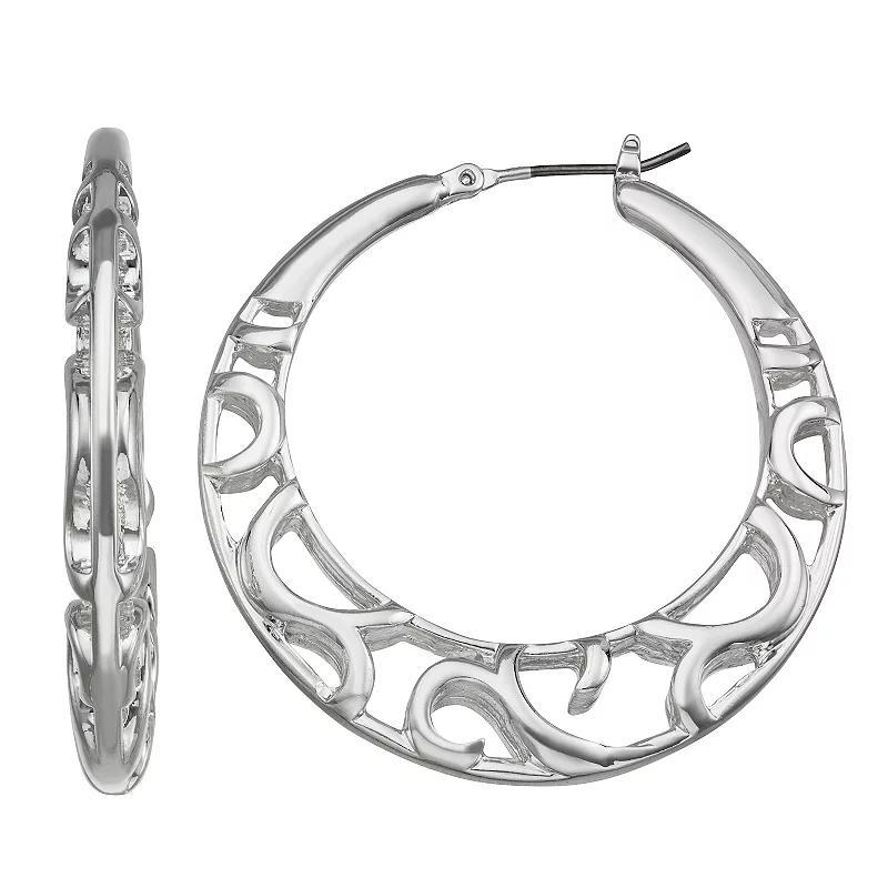 Napier Silver Tone Hoop Earrings, Womens Product Image