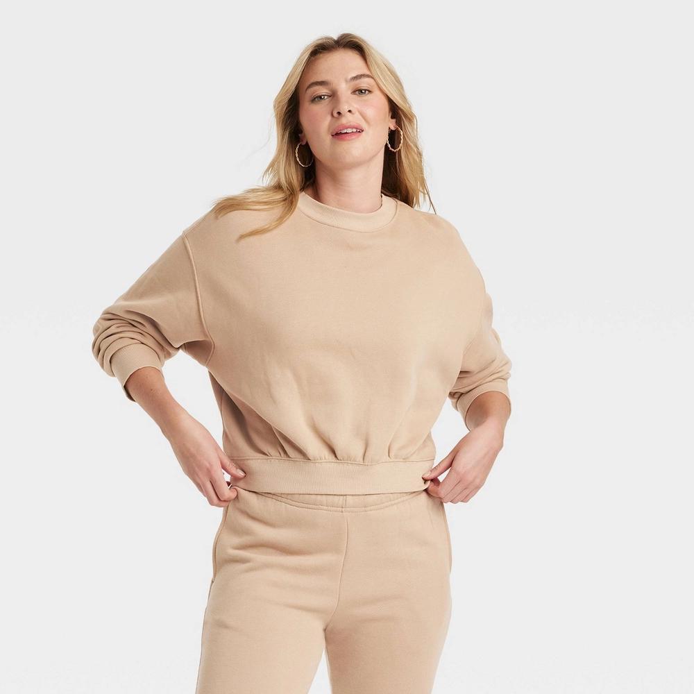 Women's Leisure Studio Pullover Sweatshirt - Universal Thread™ Tan S Product Image