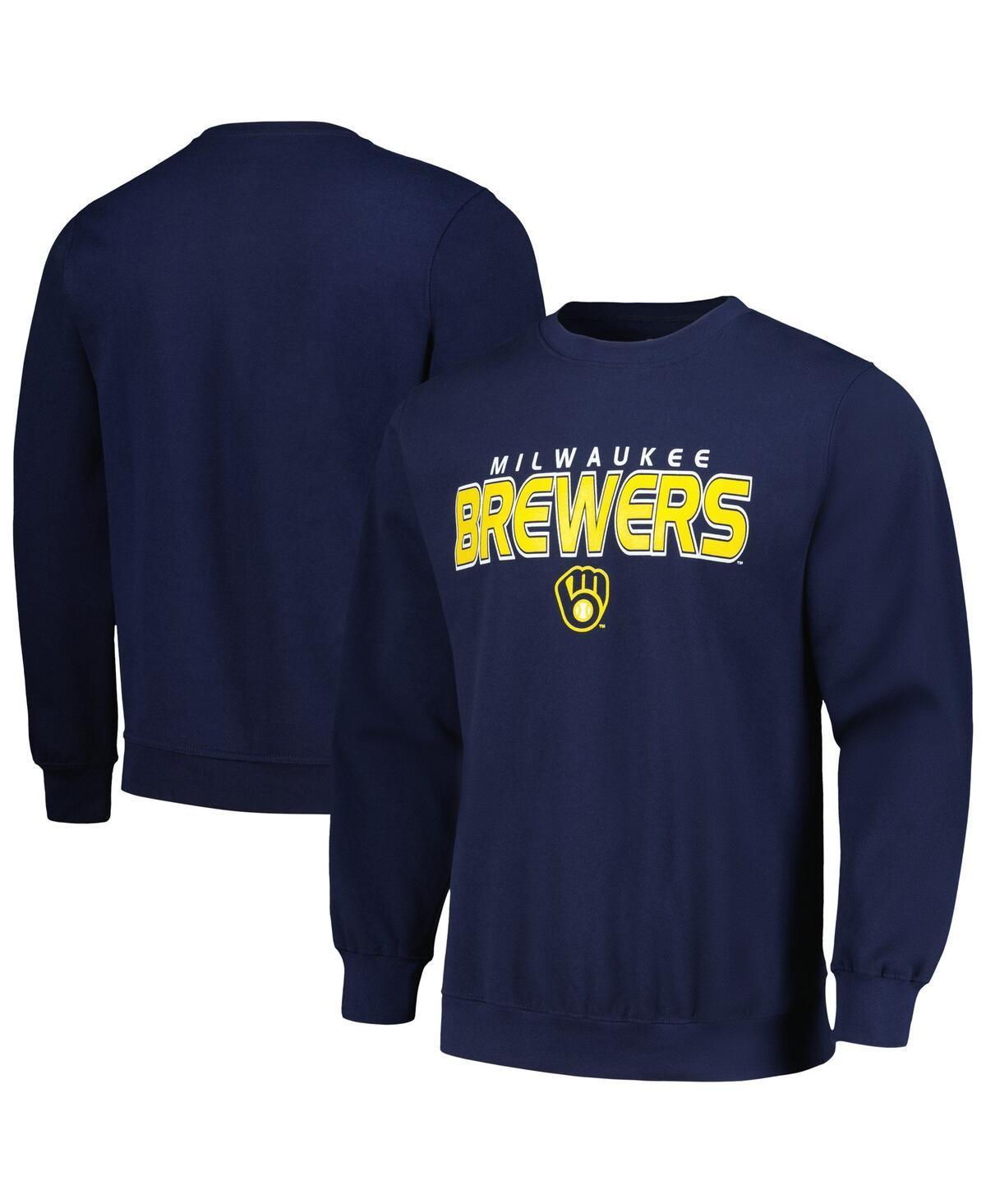 Mens Stitches Milwaukee Brewers Pullover Sweatshirt Blue Product Image