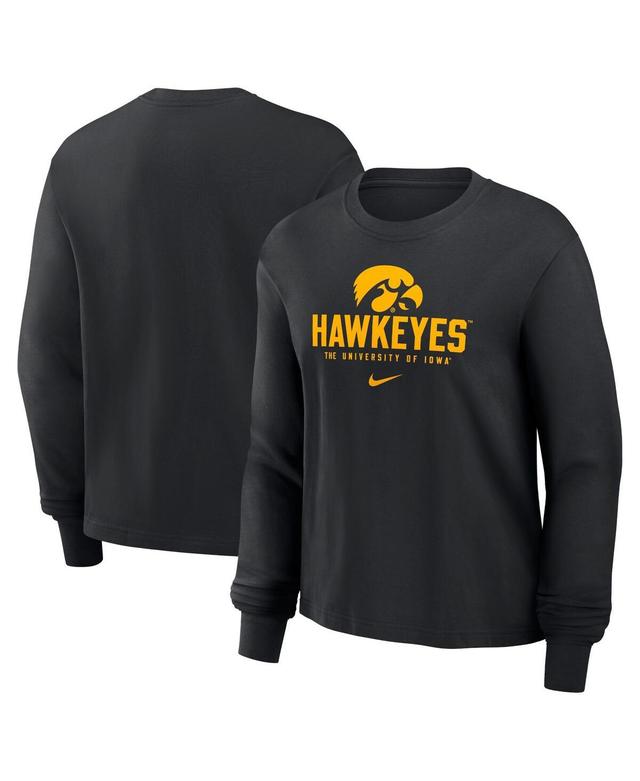 Nike Womens Black Iowa Hawkeyes Primetime University Boxy Long Sleeve T-Shirt Product Image