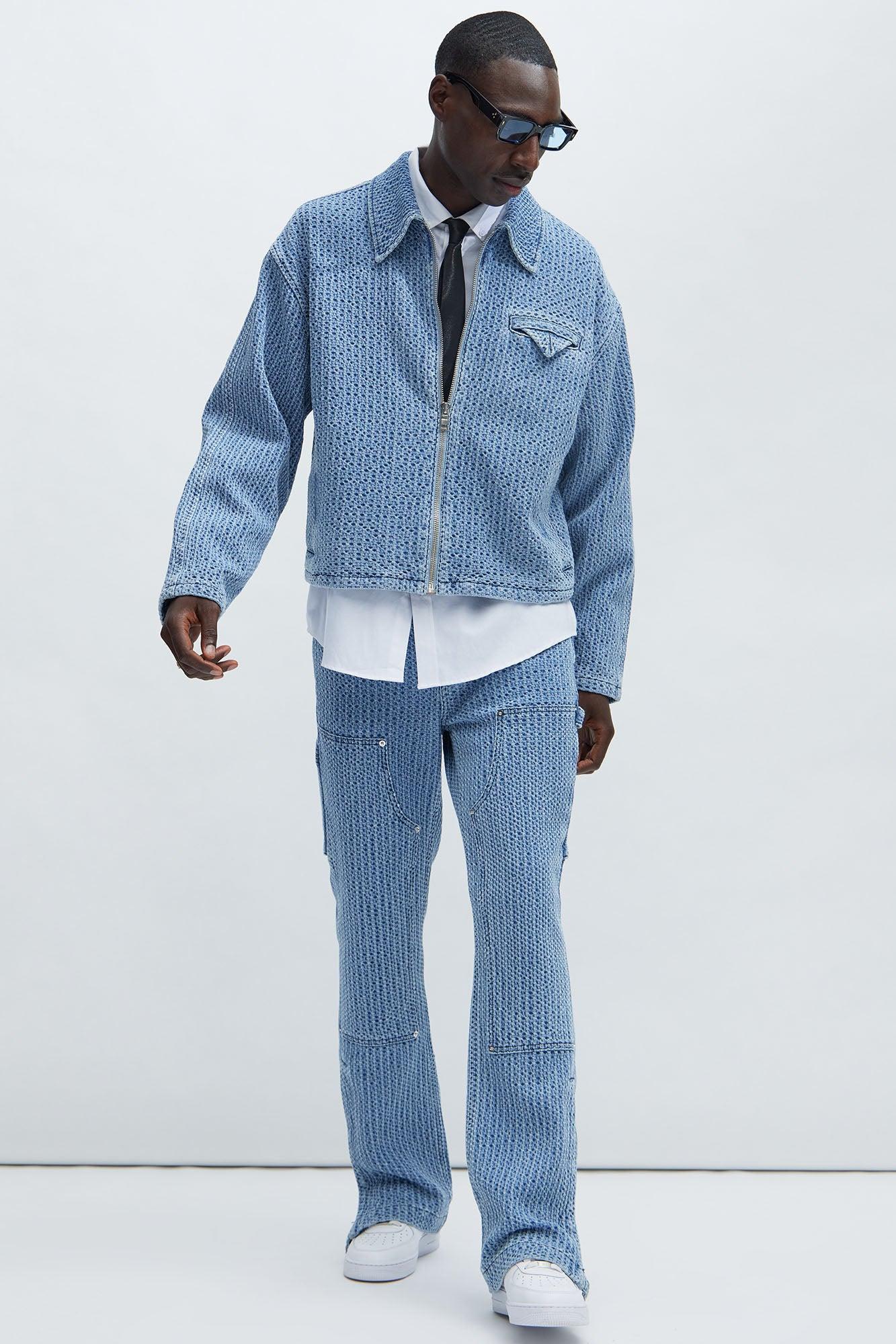 Warsaw Cropped Denim Work Trucker - Light Blue Product Image