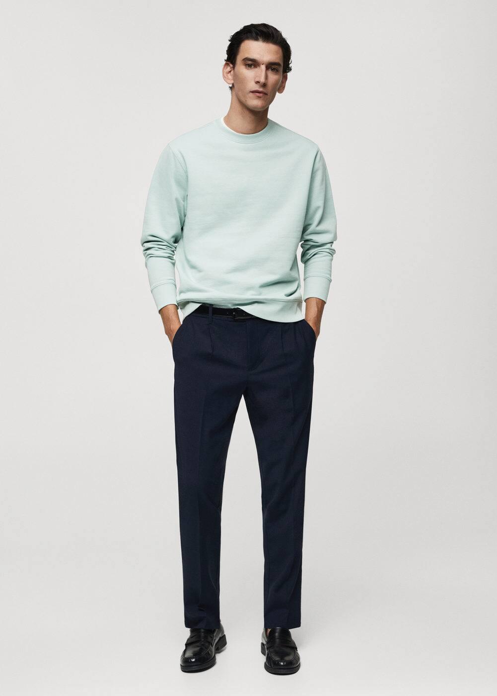 MANGO MAN - 100% cotton basic sweatshirt aqua greenMen Product Image