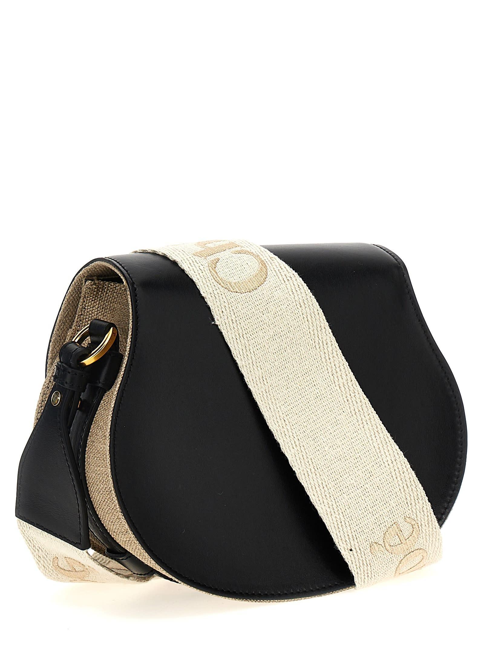 Small Saddle Shape Crossbody Bag In Black Product Image