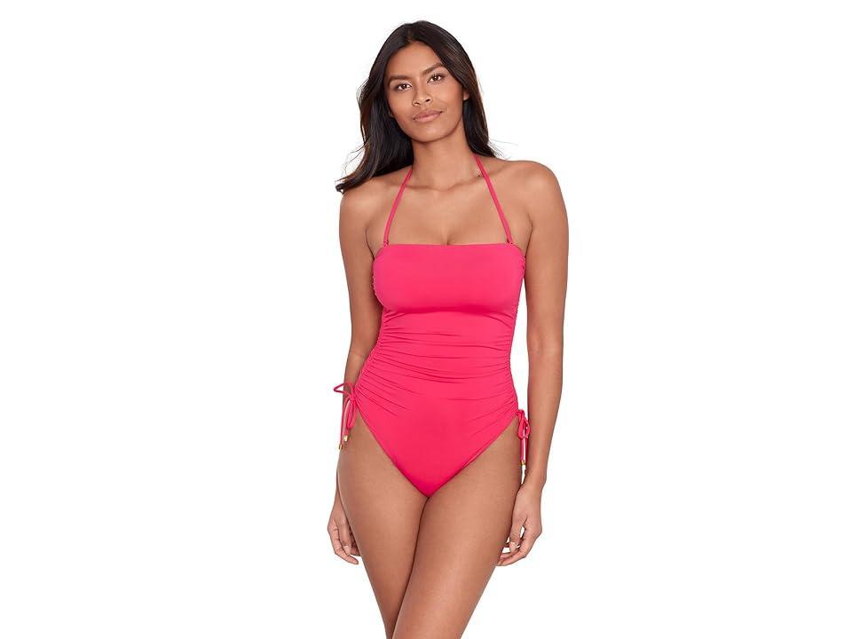 LAUREN Ralph Lauren Beach Club Solids Ruched Strapless One Piece Women's Swimsuits One Piece Product Image