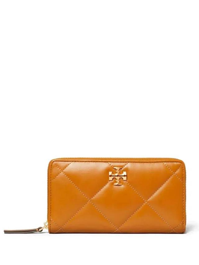 TORY BURCH Kira Diamond Quilt Zip Continental Wallet In Brown Product Image