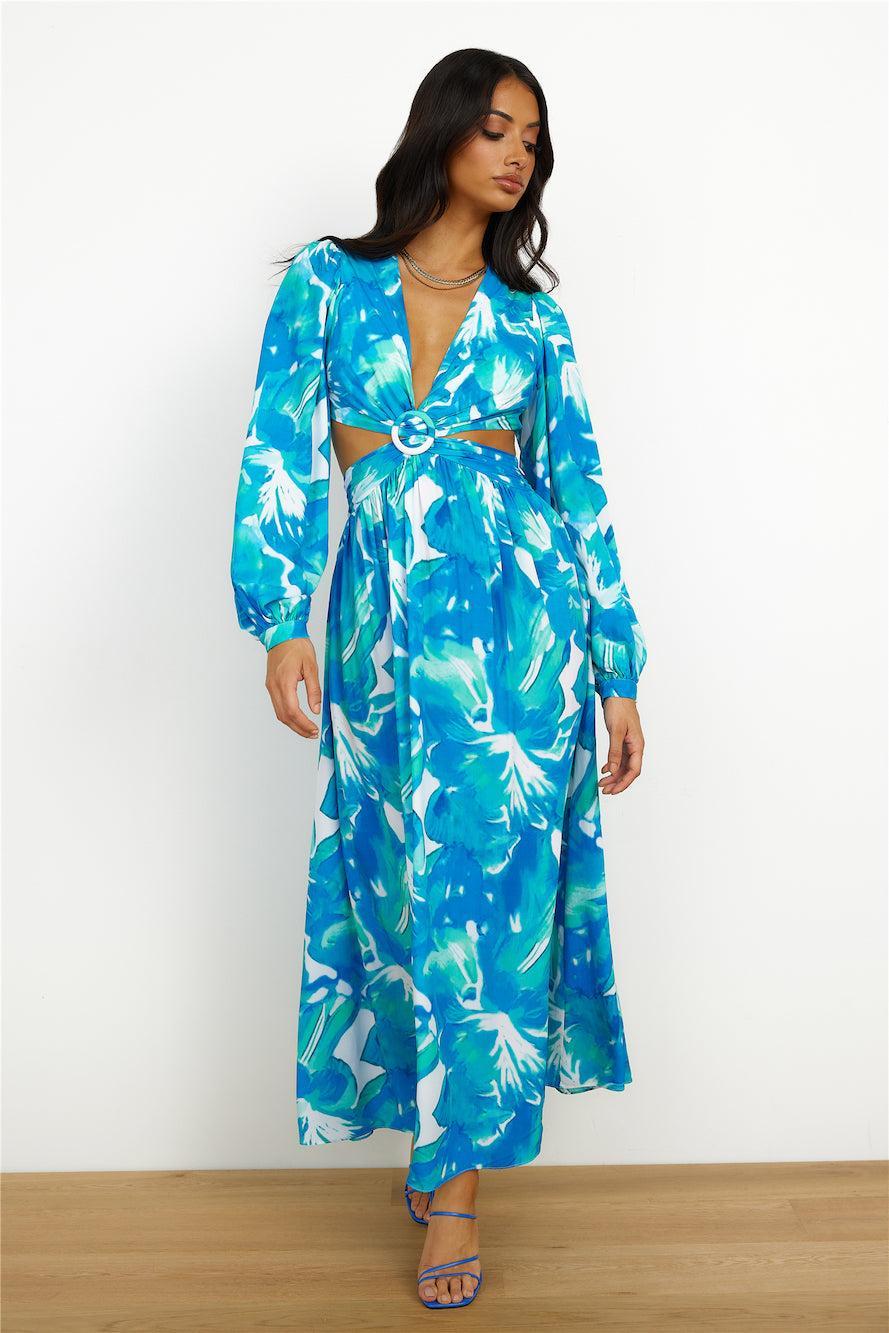 Resort Style Maxi Dress Blue Product Image