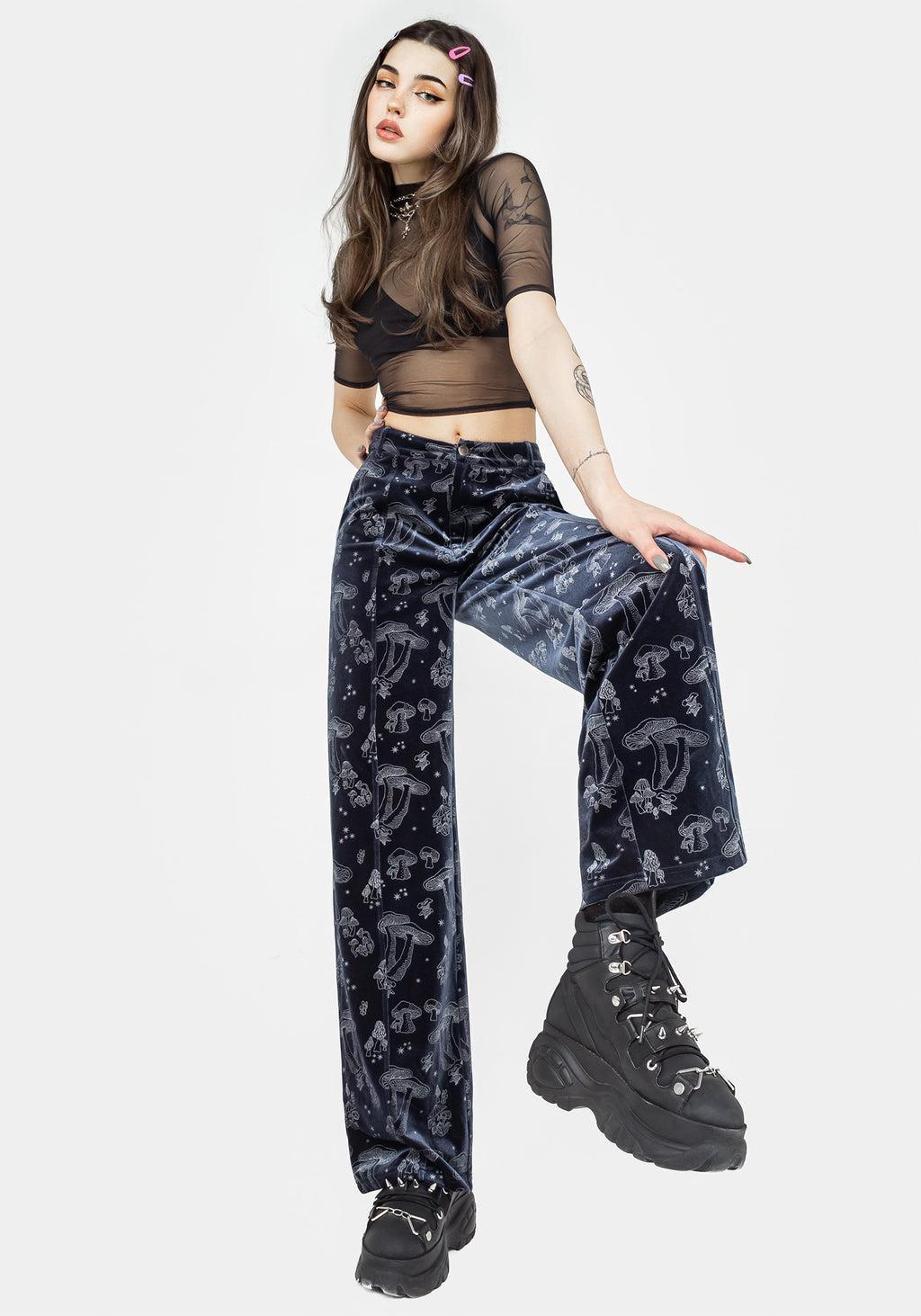 Faefire Foil Print Velour Wide Leg Trousers Product Image