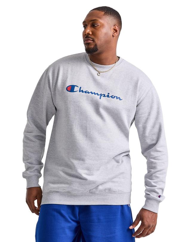 Mens Champion Powerblend Crewneck Sweatshirt, Script Logo (Big & Tall) Black 4XB Product Image