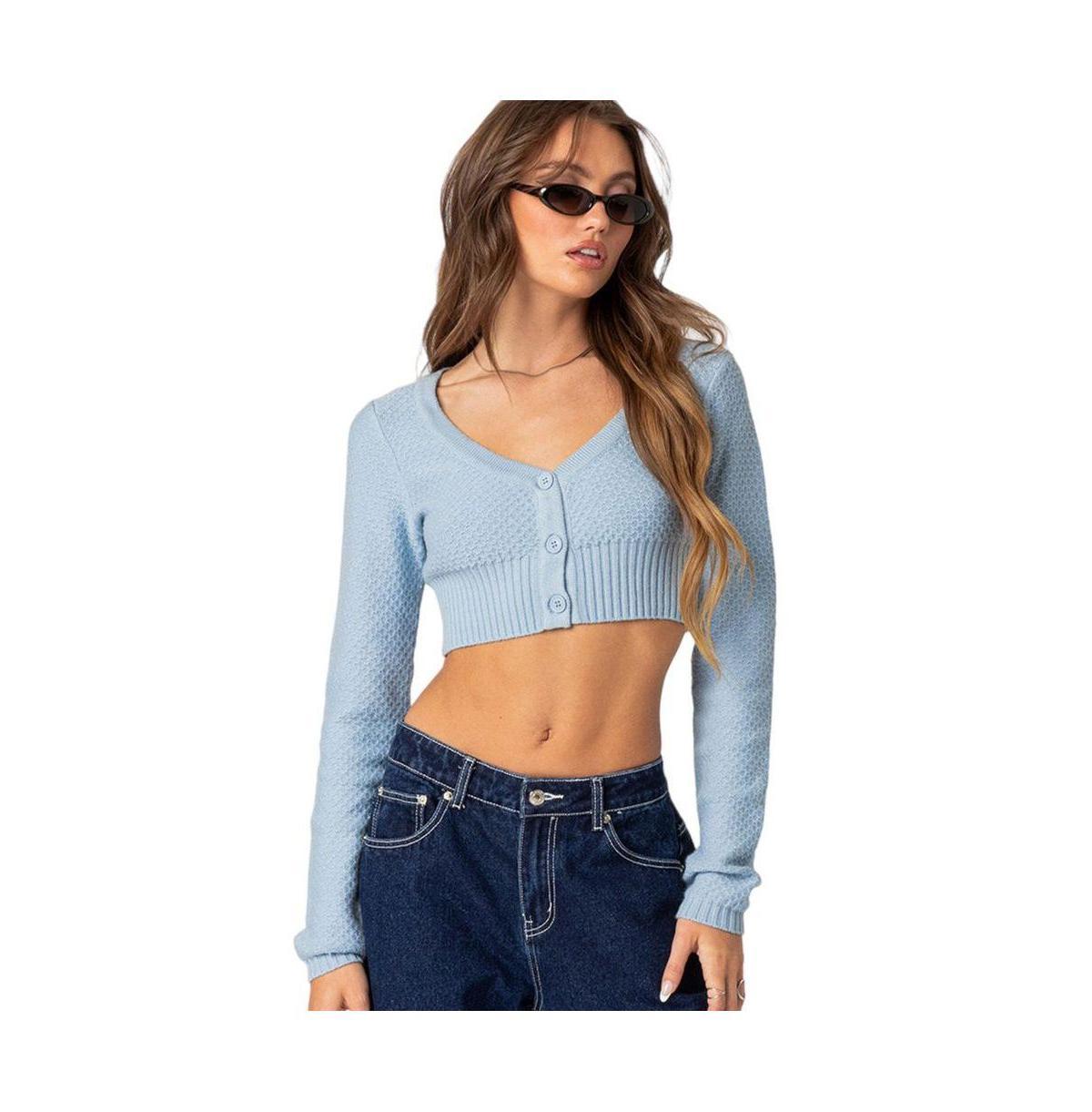 Edikted V Neck Cropped Cardigan Product Image