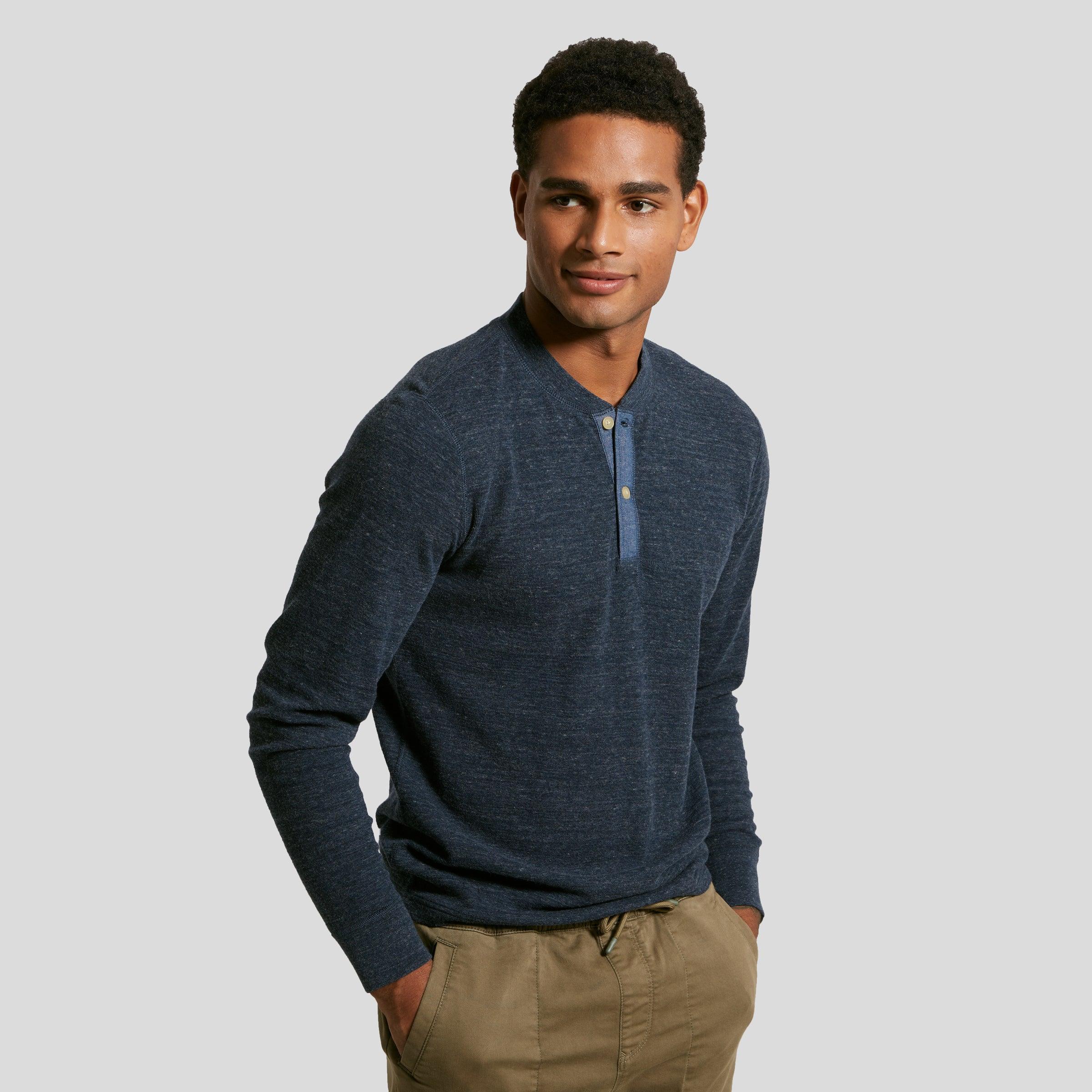 New Windsor Double Cloth Henley - Navy Heather Product Image