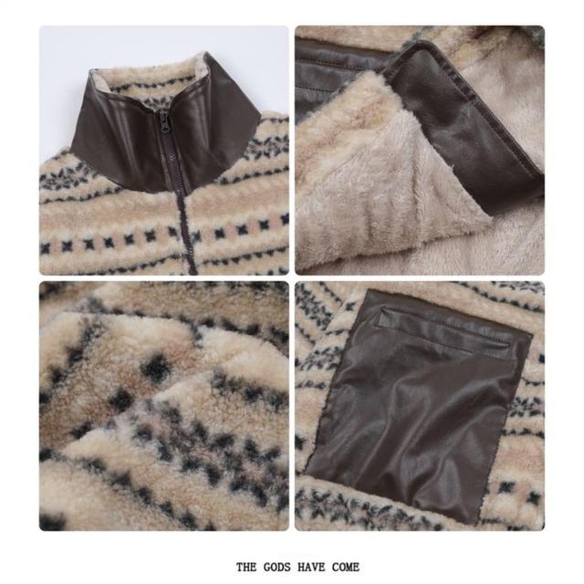 Patterned Faux Shearling Zip Jacket Product Image