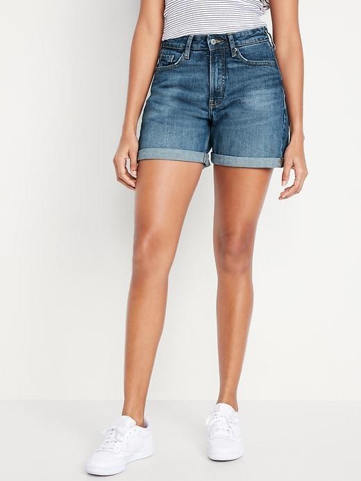 Curvy High-Waisted OG Straight Cut-Off Jean Shorts -- 5-inch inseam Product Image