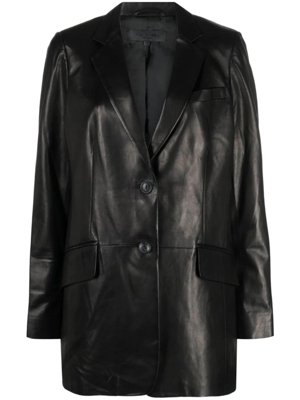 Lambskin Single-breasted Blazer In Black Product Image