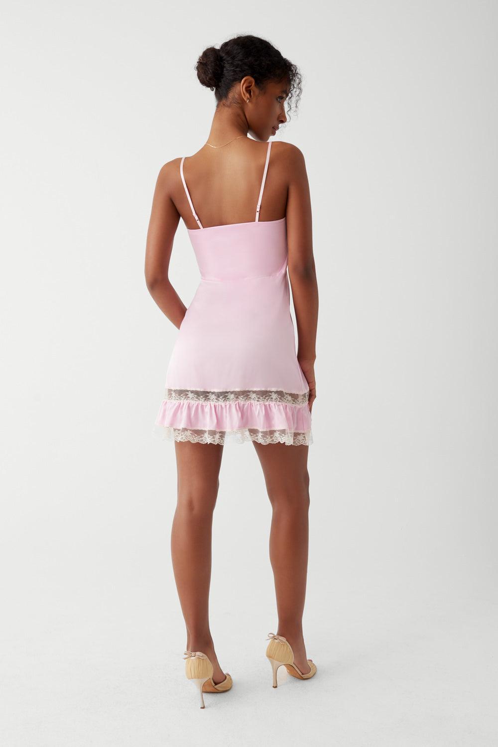 Carson Satin Mini Dress - English Rose Product Image