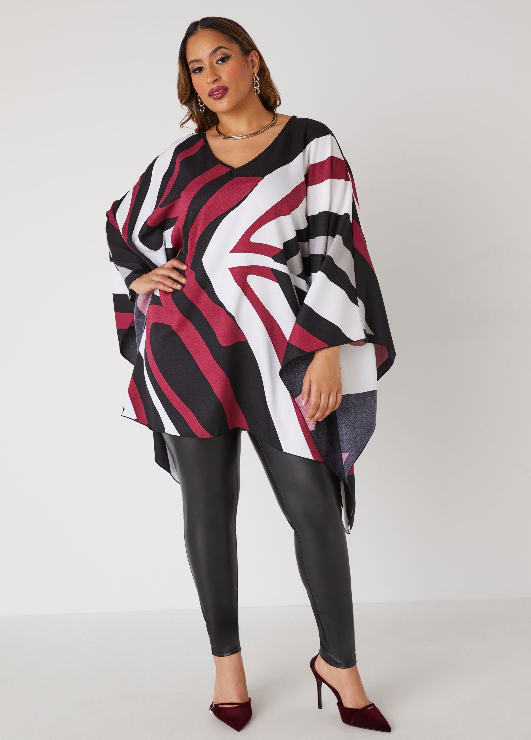 Printed V Neck Poncho Product Image