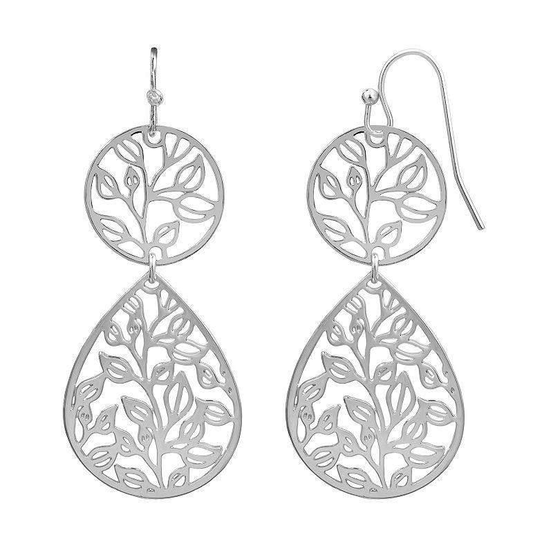 LC Lauren Conrad Filigree Teardrop Earrings, Womens, Silver Product Image