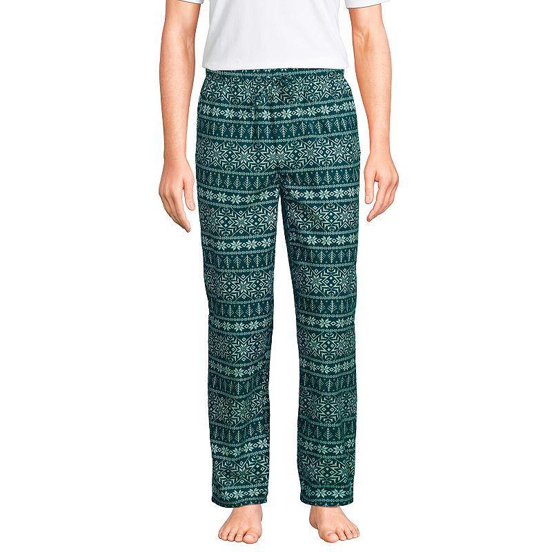 Mens Lands End Flannel Pajama Sleep Pants Deep Blue Pups Product Image