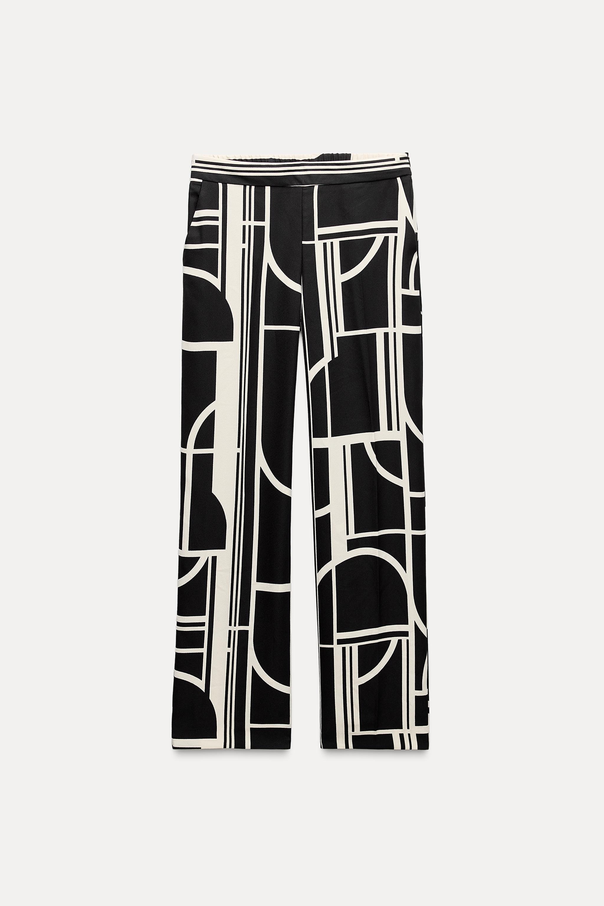 GEOMETRIC PRINT WIDE LEG PANTS Product Image