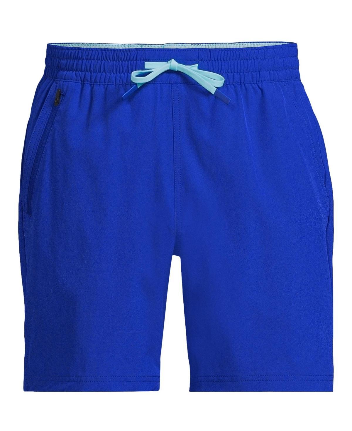 Mens Lands End Active 7-in. Swim Trunks Blue Turq Mosaic Dot Product Image