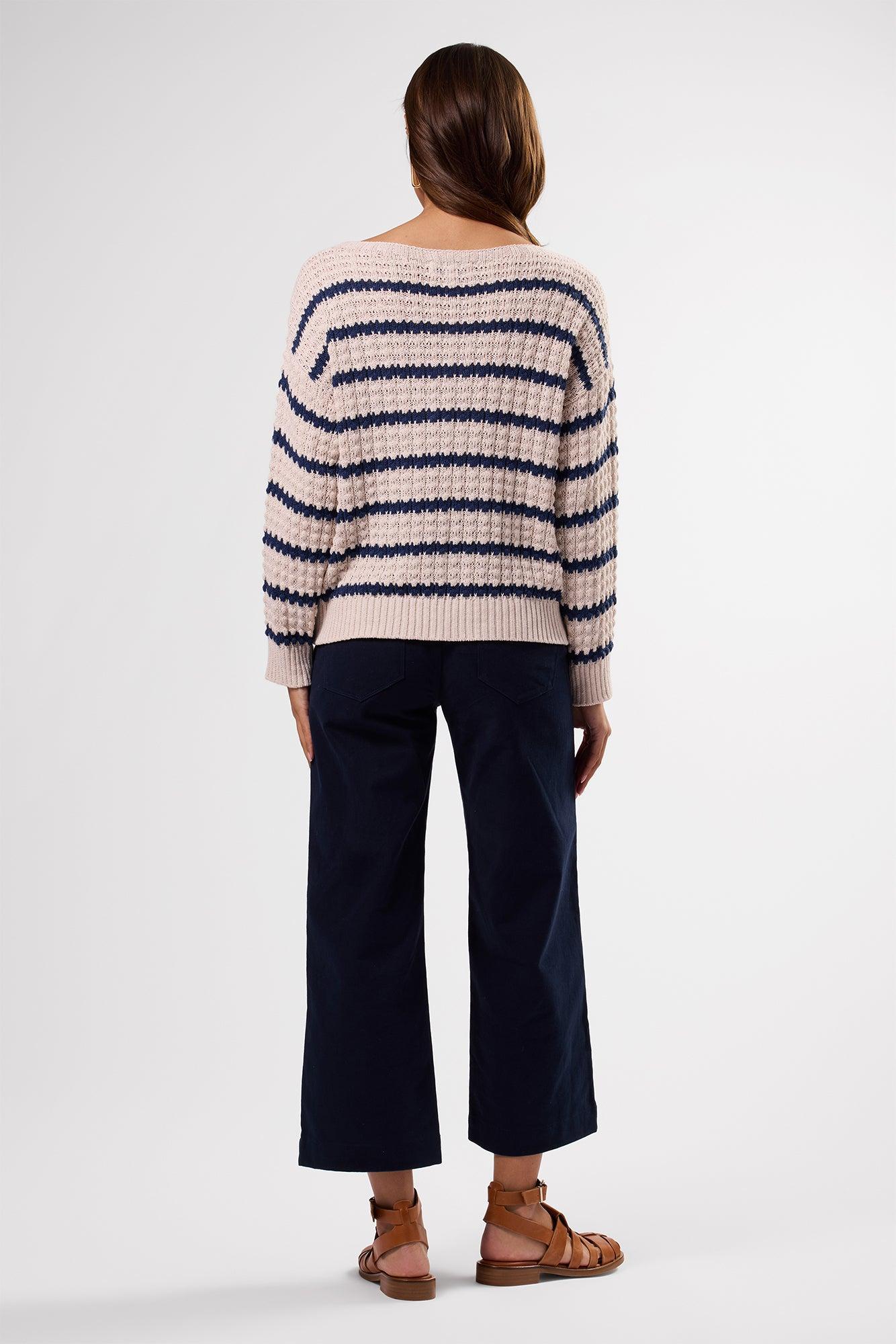 Stripe Novelty Sweater - Oat Navy Stripe Product Image