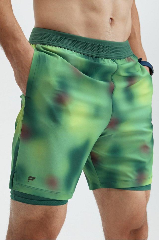 Fabletics Men The Fundamental Short (Lined) male Azure Green Blur Size XXL Product Image