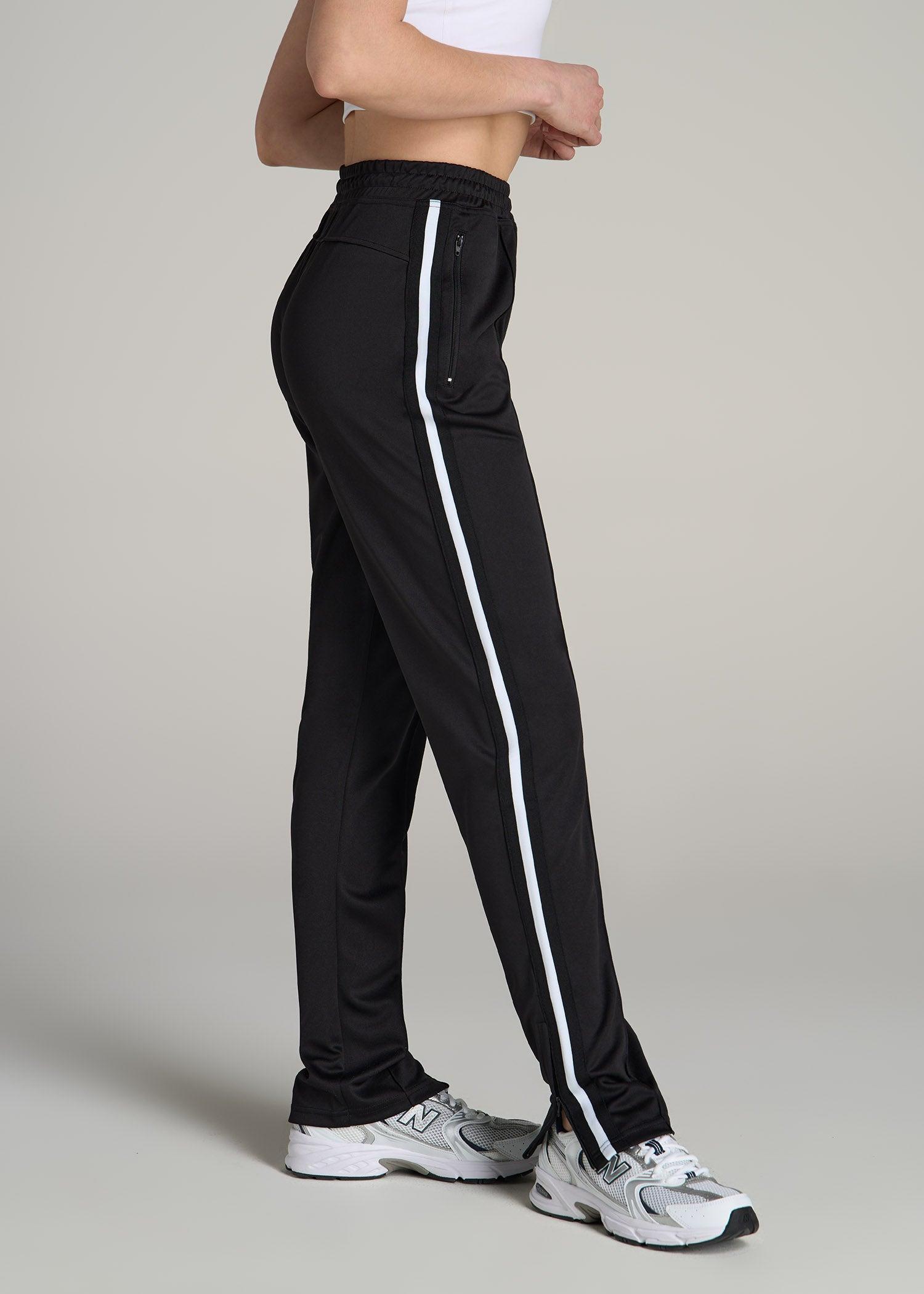 Athletic Stripe Pants for Tall Women in Black and White Product Image