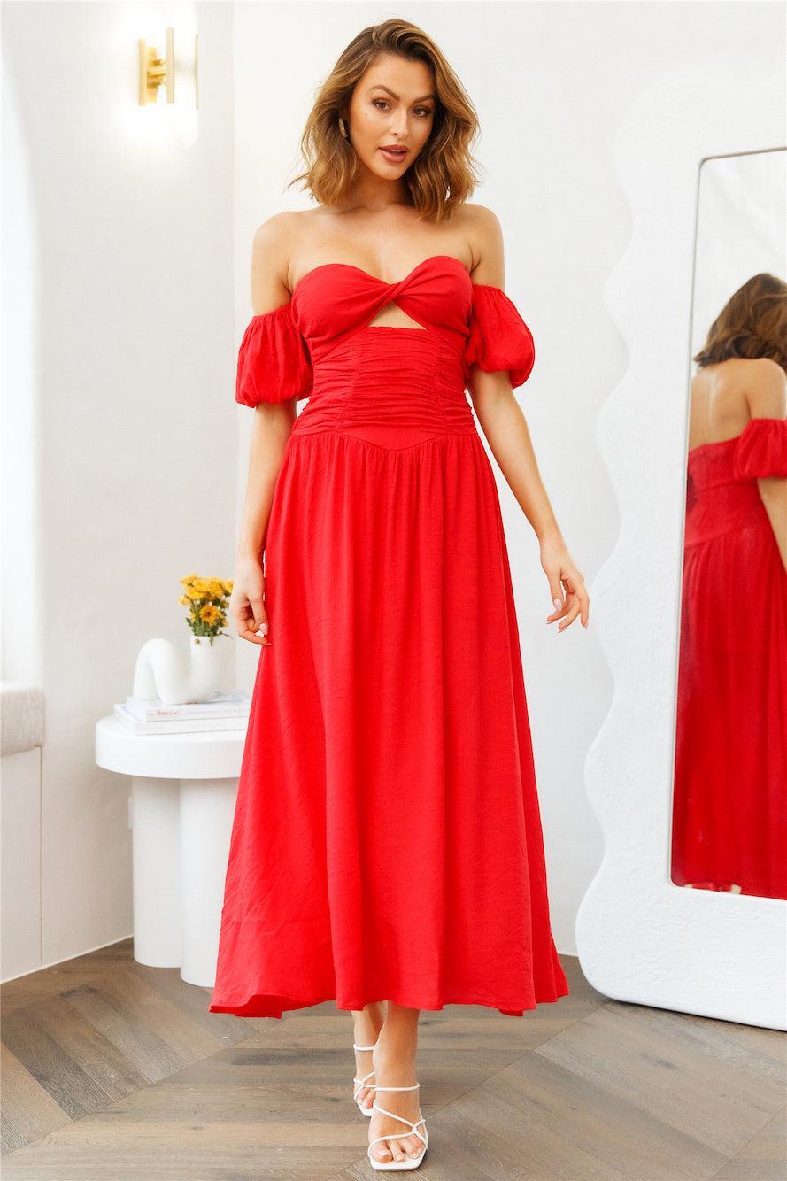 Nightly Dates Midi Dress Red Product Image