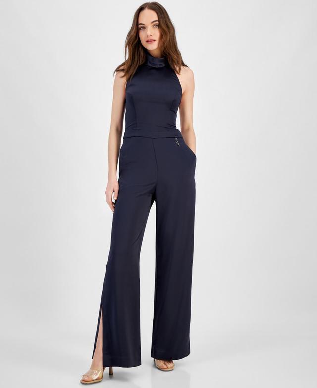 Hugo Womens Sleeveless Halter Jumpsuit - Blue Product Image