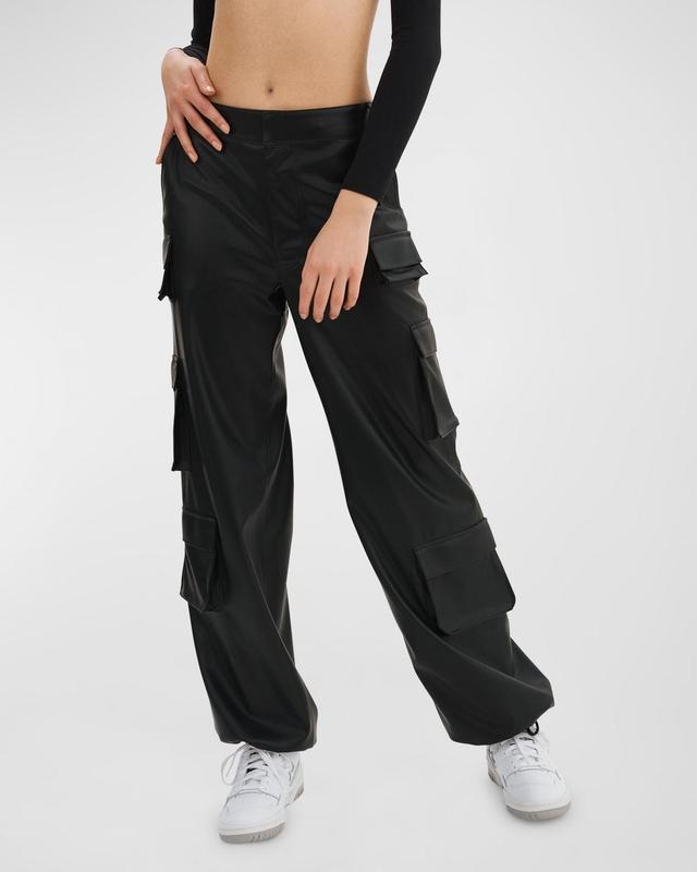 Womens Bobbi Vegan Leather Cargo Pants Product Image