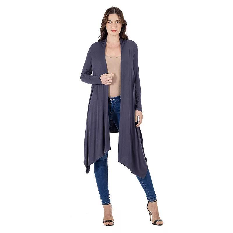 Womens 24Seven Comfort Apparel Extra Long Open Front Cardigan Grey Product Image