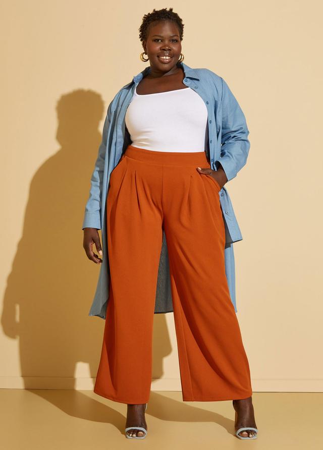 Plus Size Pleated Wide Leg Trousers Ashley Stewart Product Image