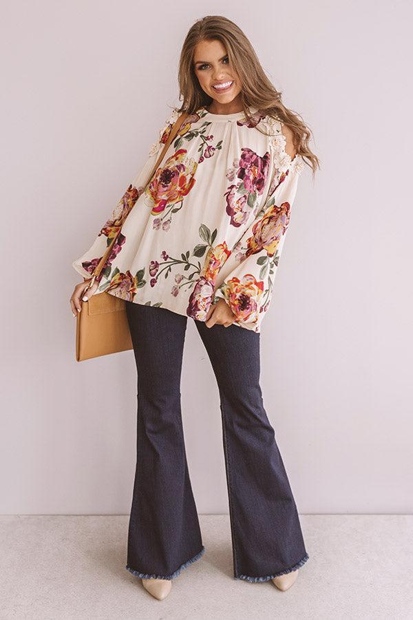 Floral Debut Shift Top In Cream Product Image