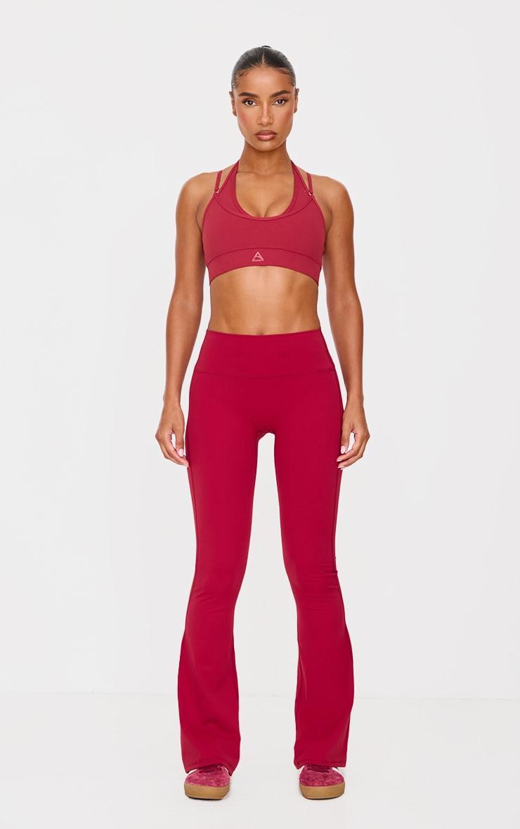 Dark Red Double Layered Sports Bra Product Image