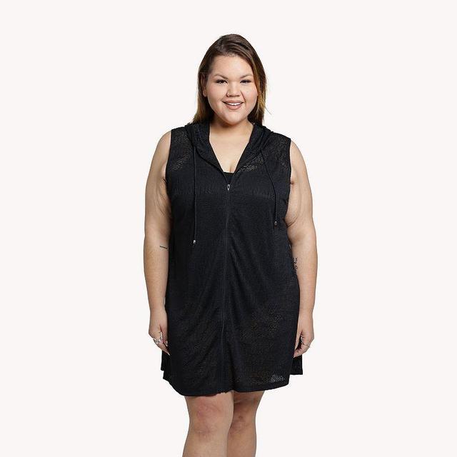 Plus Size Portocruz Swim Cover-Up Zip Hoodie, Womens Product Image