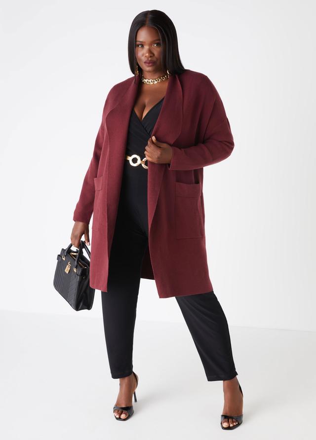 Plus Size Shawl Collar Open Front Cardigan Ashley Stewart Product Image