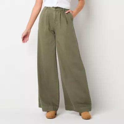 a.n.a Pleated Womens High Rise Wide Leg Jean Product Image