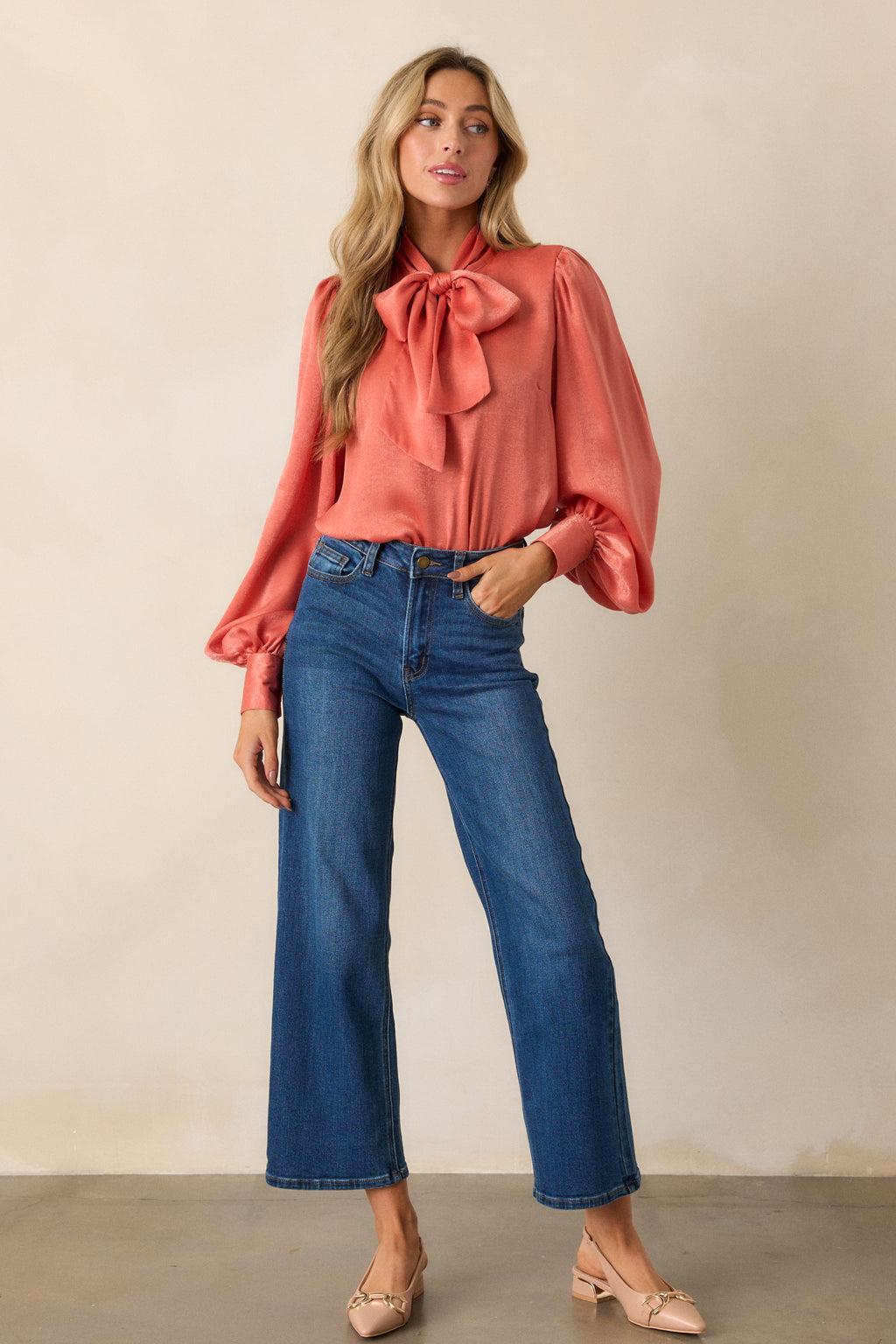 Into The Clouds Dark Wash Cropped Wide Leg Jeans product image