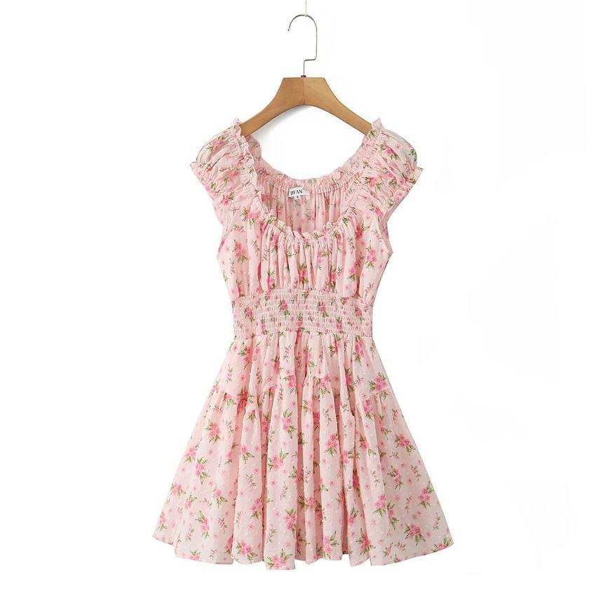 Sleeveless U-Neck Floral Print A-Line Dress Product Image