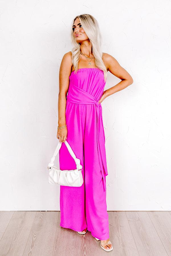 Forever Chic Jumpsuit In Hot Pink Product Image