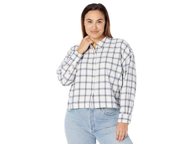 Madewell Plus Flannel Hartfield Crop Shirt in Windowpane (Royal ) Women's Clothing Product Image