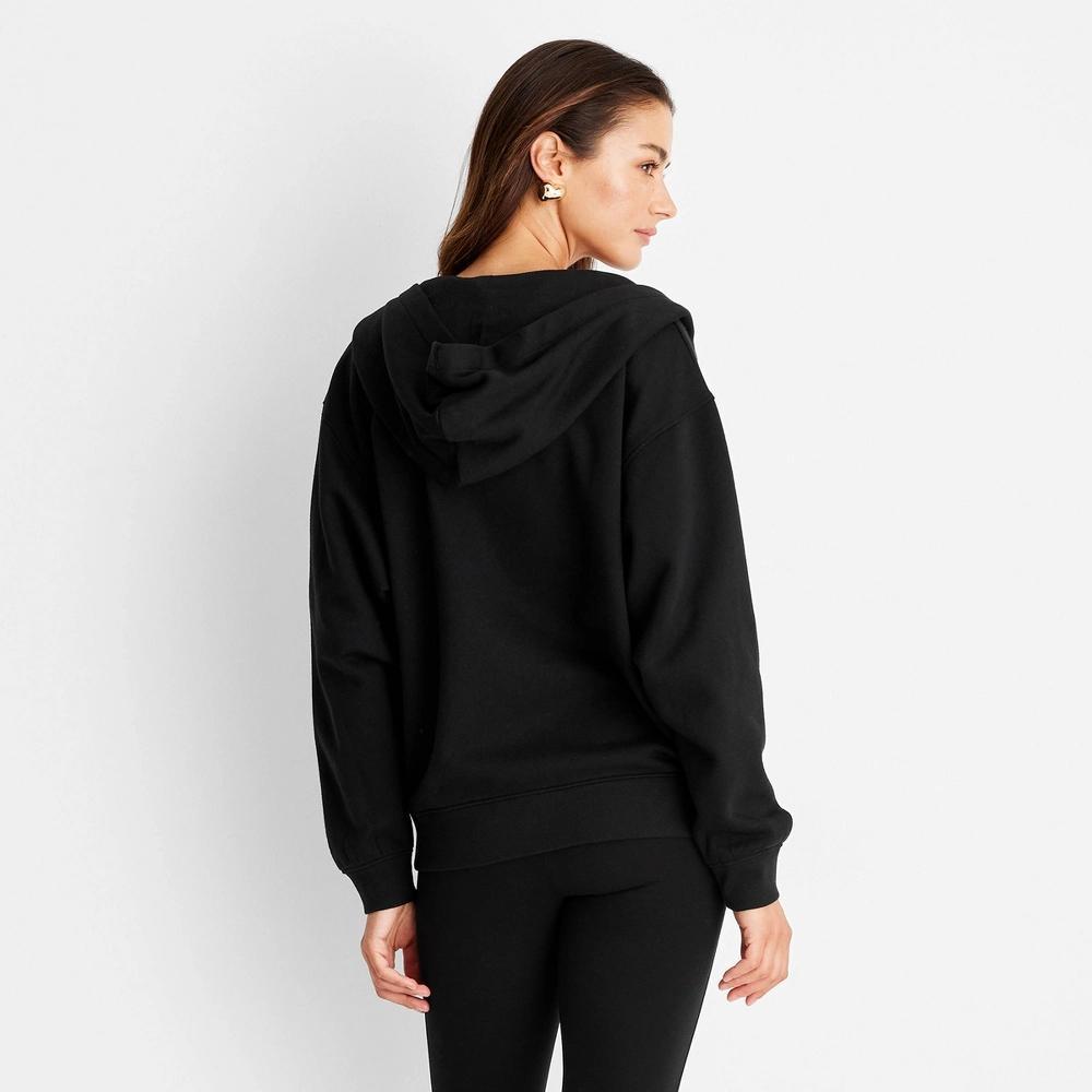 Womens Leisure Studio Zip-Up Hoodie Sweatshirt - Universal Thread Black L Product Image