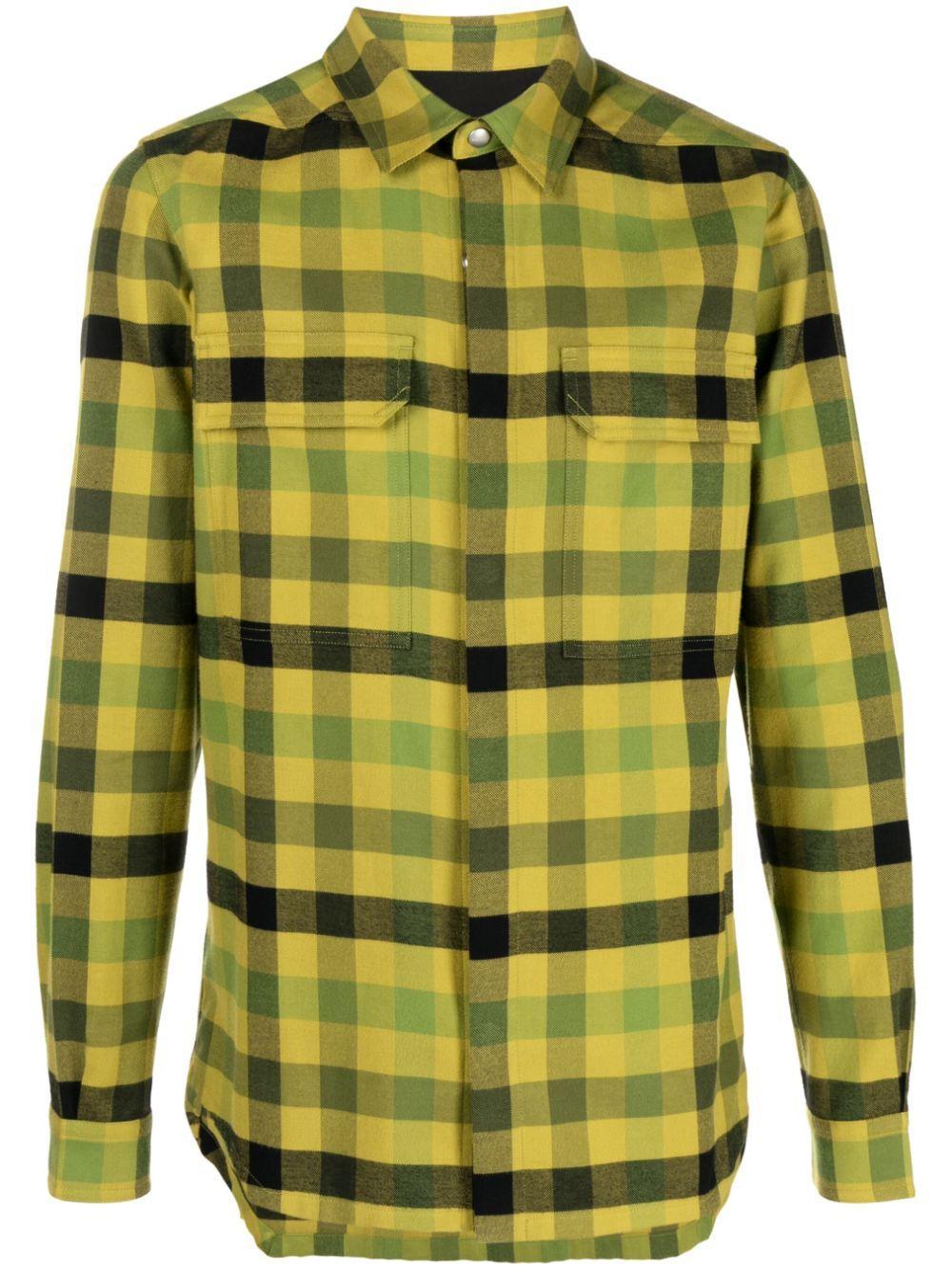 RICK OWENS Yellow Check Shirt Product Image