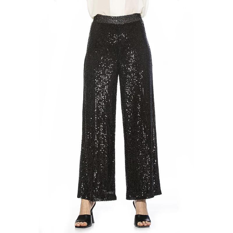 Womens ALEXIA ADMOR Wide-Leg Sequin Pants Product Image