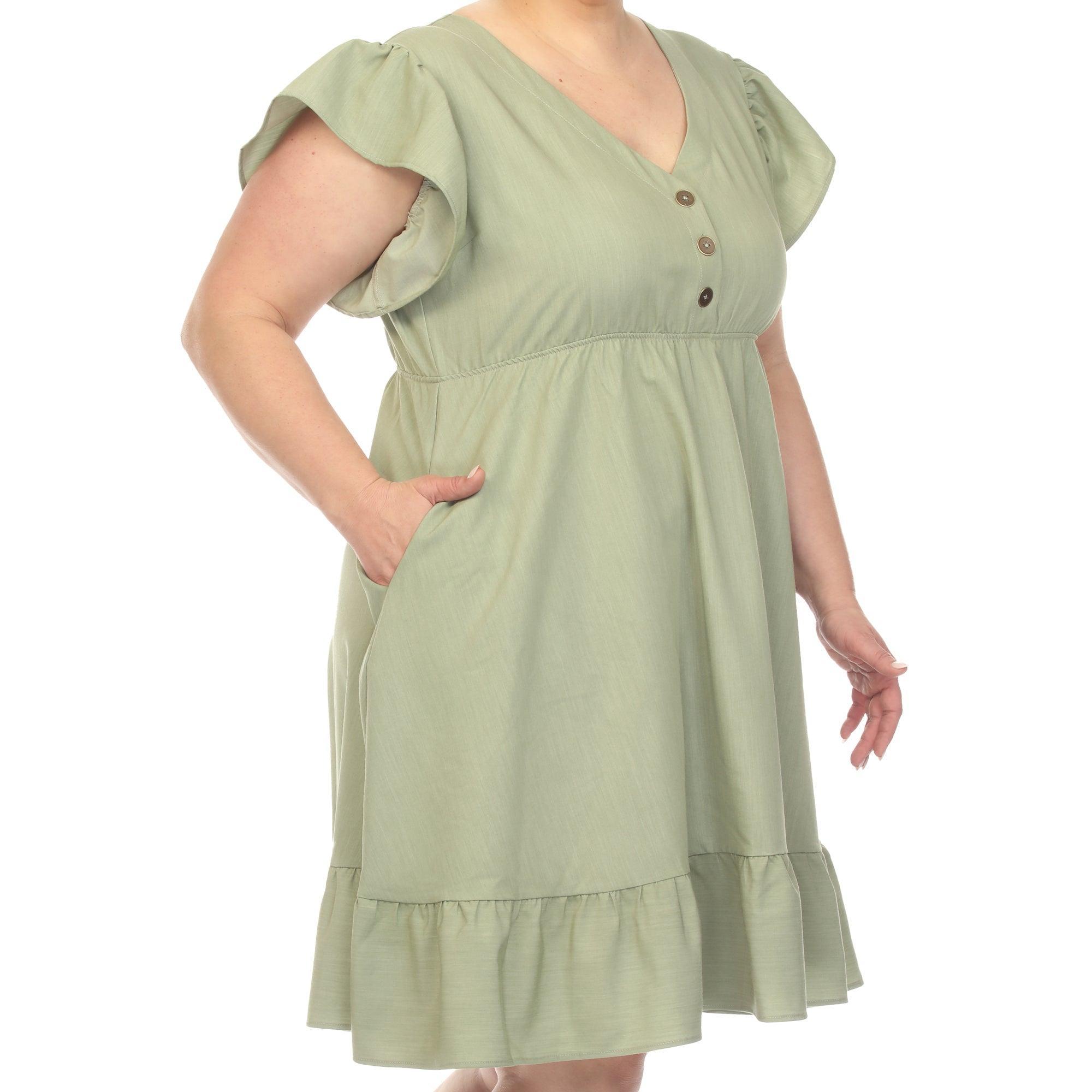 Ruffle Sleeve Knee-Length Dress - Plus Product Image