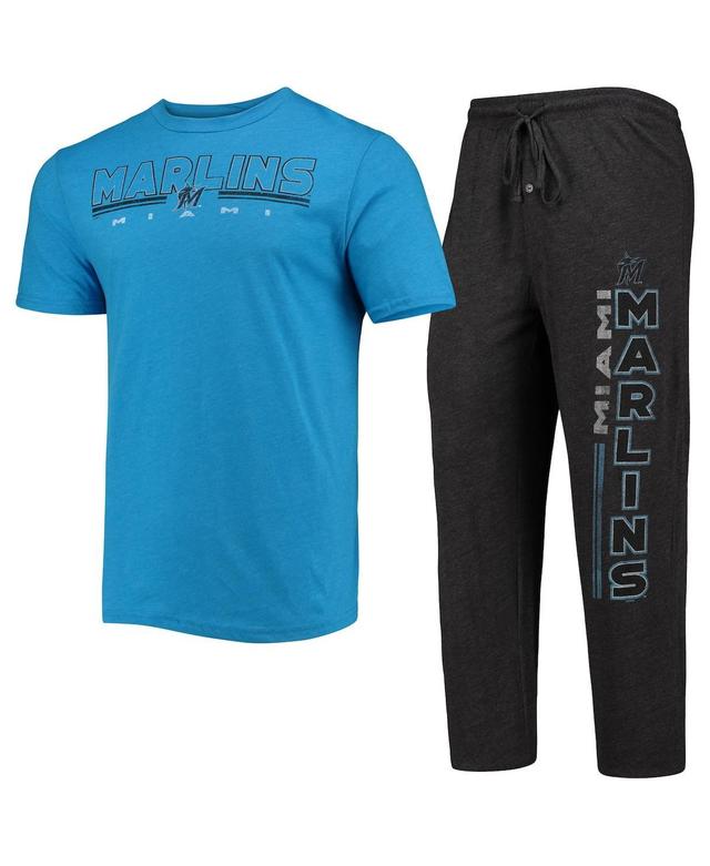 Mens Concepts Sport /Blue Miami Marlins Meter T-Shirt and Pants Sleep Set Product Image