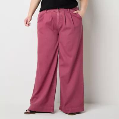 a.n.a Plus Womens Pleated High Rise Wide Leg Jean Product Image