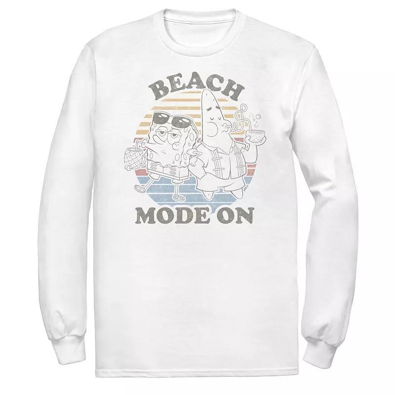 Mens Spongebob Squarepants Beach Mode On Faded Retro Long Sleeve Tee Product Image