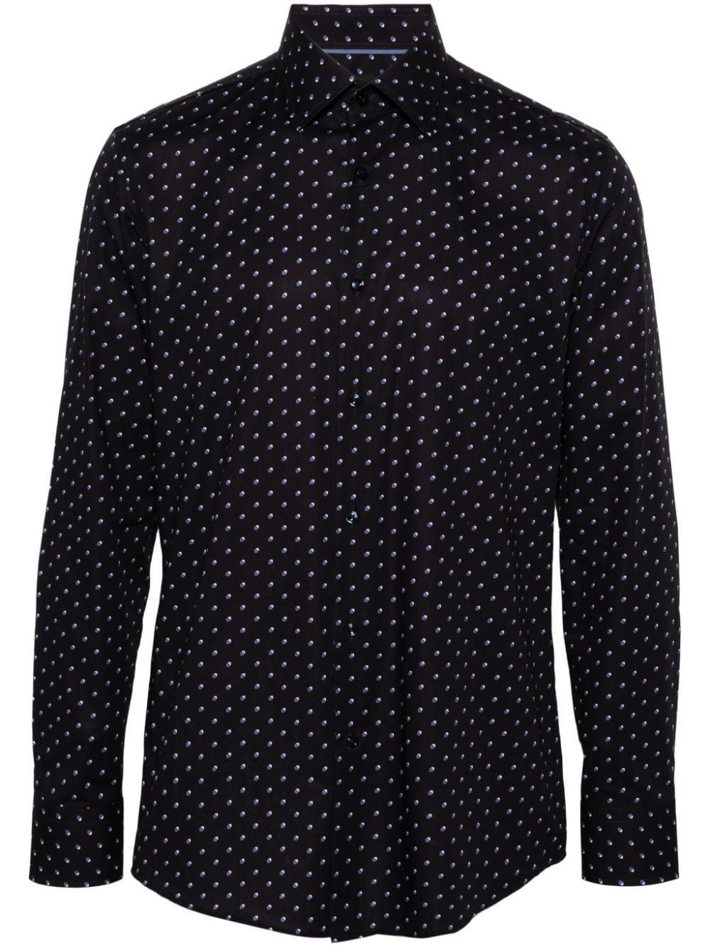 Geometric-print Poplin Shirt In Blue Product Image